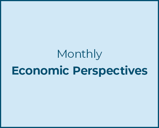 Monthly Economic Perspectives blog thumbnail on a light blue background.