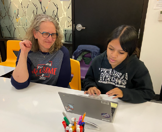 Bank volunteer at Lumen High School.